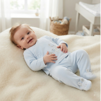 N14633: Baby Boys 2 Piece Embossed Velour Outfit (0-9 Months)